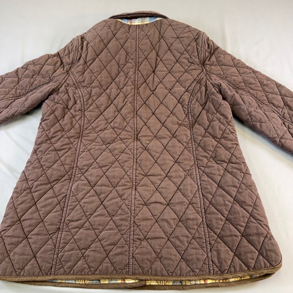 L.L. Bean Quilted Utility Jacket in Brown with Pink Accents - Picture 15 of 16